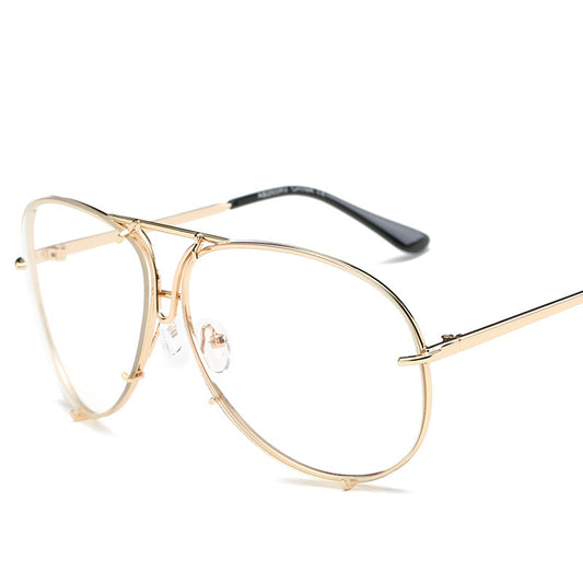 Color Film Aviator Big Frame Sunglasses for Men and Women UV400