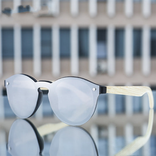 Retro Bamboo Round Sunglasses with Color Film Lenses for Men and Women