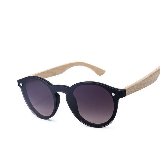 Retro Bamboo Round Sunglasses with Color Film Lenses for Men and Women