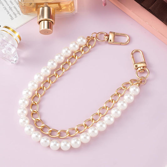 Pearl Double Chain, Anti-Lost Lanyard for Phone, Water Bottle or Bag Decoration