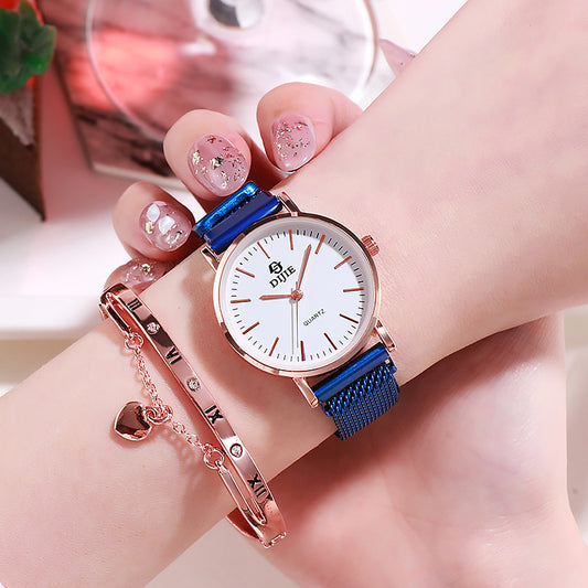 Retro Forest Watch and Bracelet Set with Roses for Women