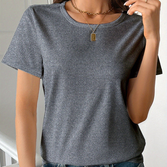 'Angela' Casual Round Neck Pure Cotton T-Shirt for Women