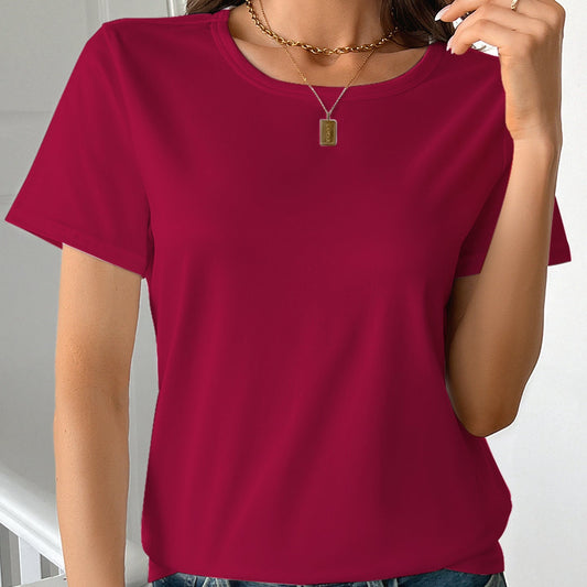 'Angela' Casual Round Neck Pure Cotton T-Shirt for Women