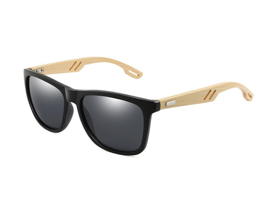 Square Bamboo Wood Sunglasses with Colorful Lens for Men Women