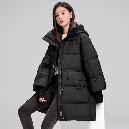 'Caroline' Mid-Length Slimming Cotton Coat, Windproof and Warm