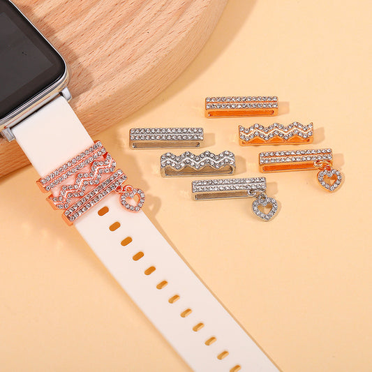 Creative Water Ripple Diamond Watch Band, Three-Piece Luxury Set