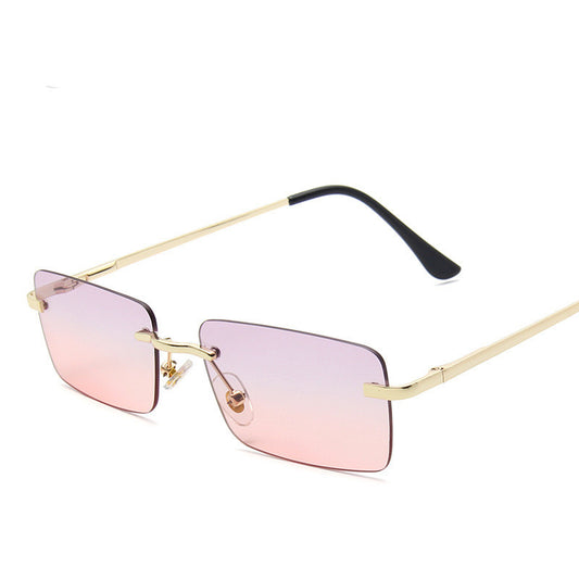 Rimless Chic Look Soft Square Feminine Sunglasses