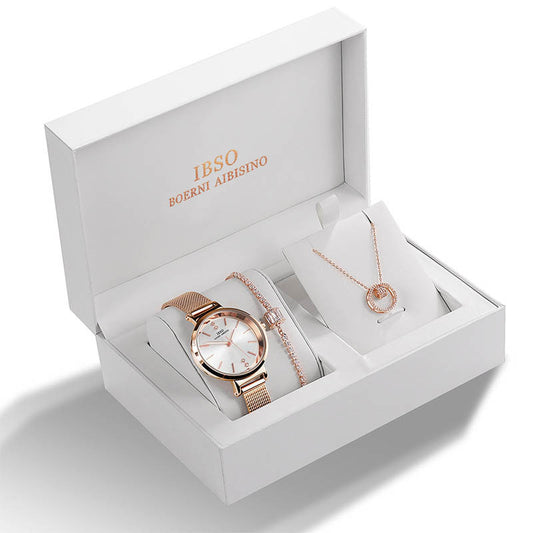 Mesh strap ladies watch set
