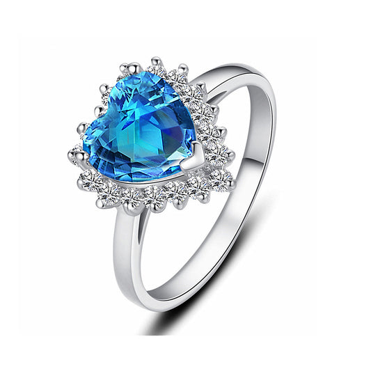 Heart of the Ocean Jewelry Set, Micro-Inlaid Zircon Necklace, Ring, Earrings for Women