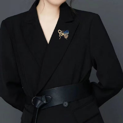 Exotic Snake and Butterfly Brooch, Hand-Embroidered Statement Pin for Women