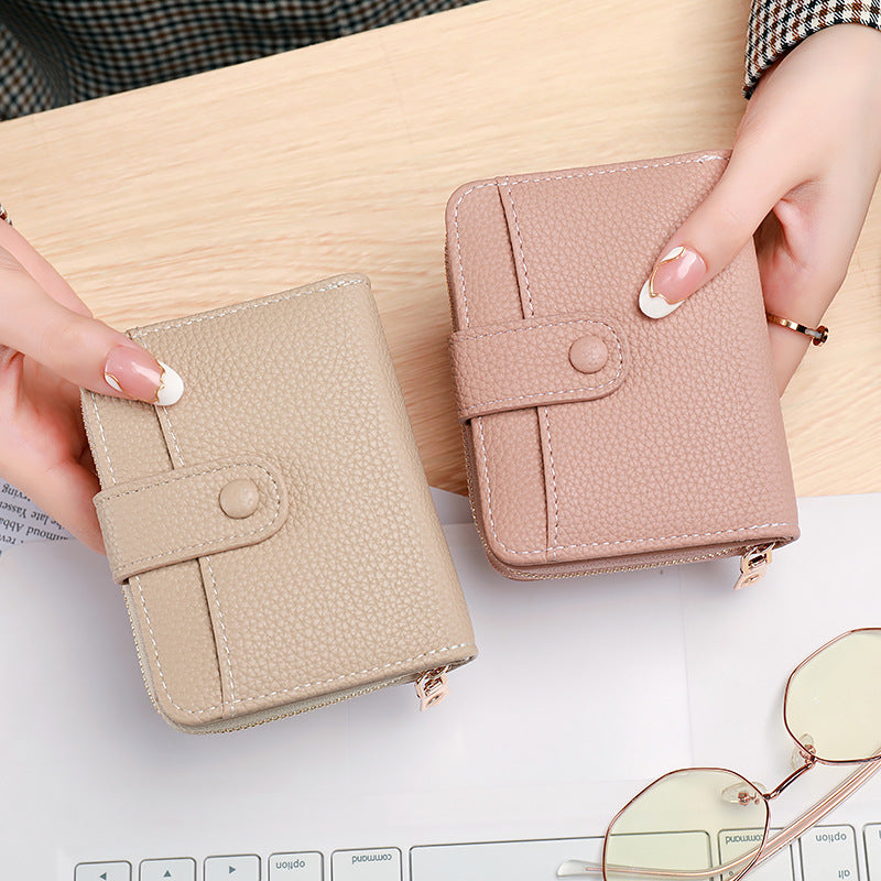Ladies' Short Wallet With Lychee Pattern