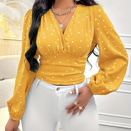 'Amarillo' Elegant Polka Dot Long Sleeve Shirt for Women