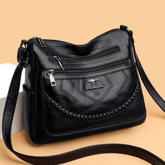 Fashion Shoulder Bag Soft Leather Middle-aged Women's Large Capacity