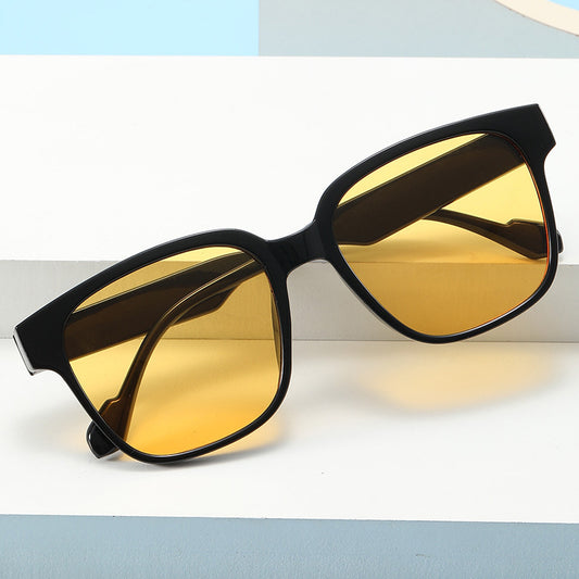 Large Casual Square Sunglasses UV400 or Night Vision Yellow Men & Women