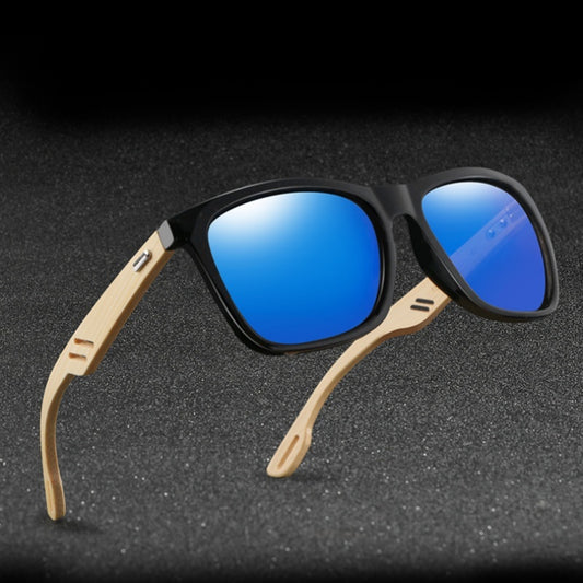 Square Bamboo Wood Sunglasses with Colorful Lens for Men Women