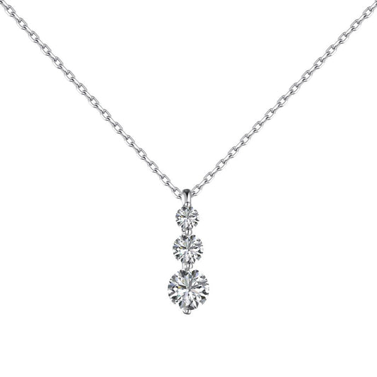 Sterling Silver Round Zircon Jewelry, Necklace and Earrings S925