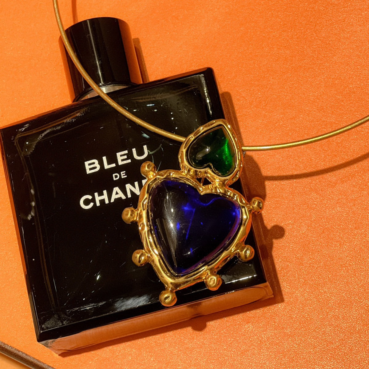 Dark Green Heart Vintage Jewelry, High-Grade Necklace or Earrings