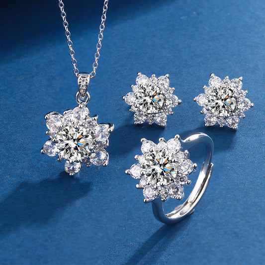 Sunflower Necklace Set, Micro-Inlaid Full Diamond Sparkling Jewelry