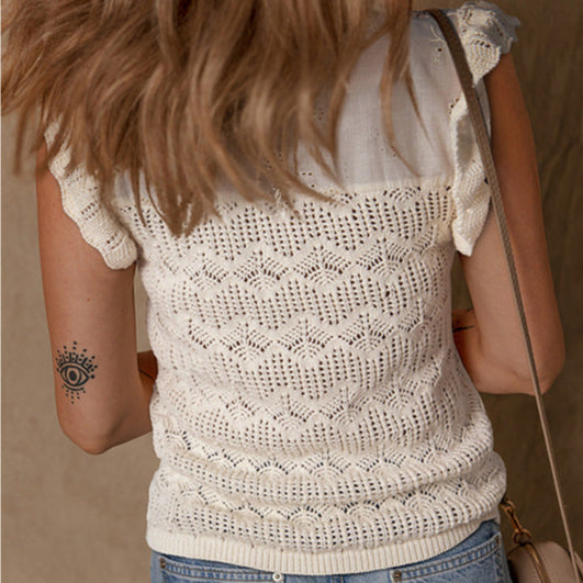 'Dentelle' Hollow Knitted Summer Vest for Women