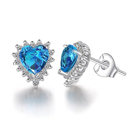 Ocean Heart Jewelry Set, Micro-Inlaid Zircon Necklace, Ring, Earrings for Women